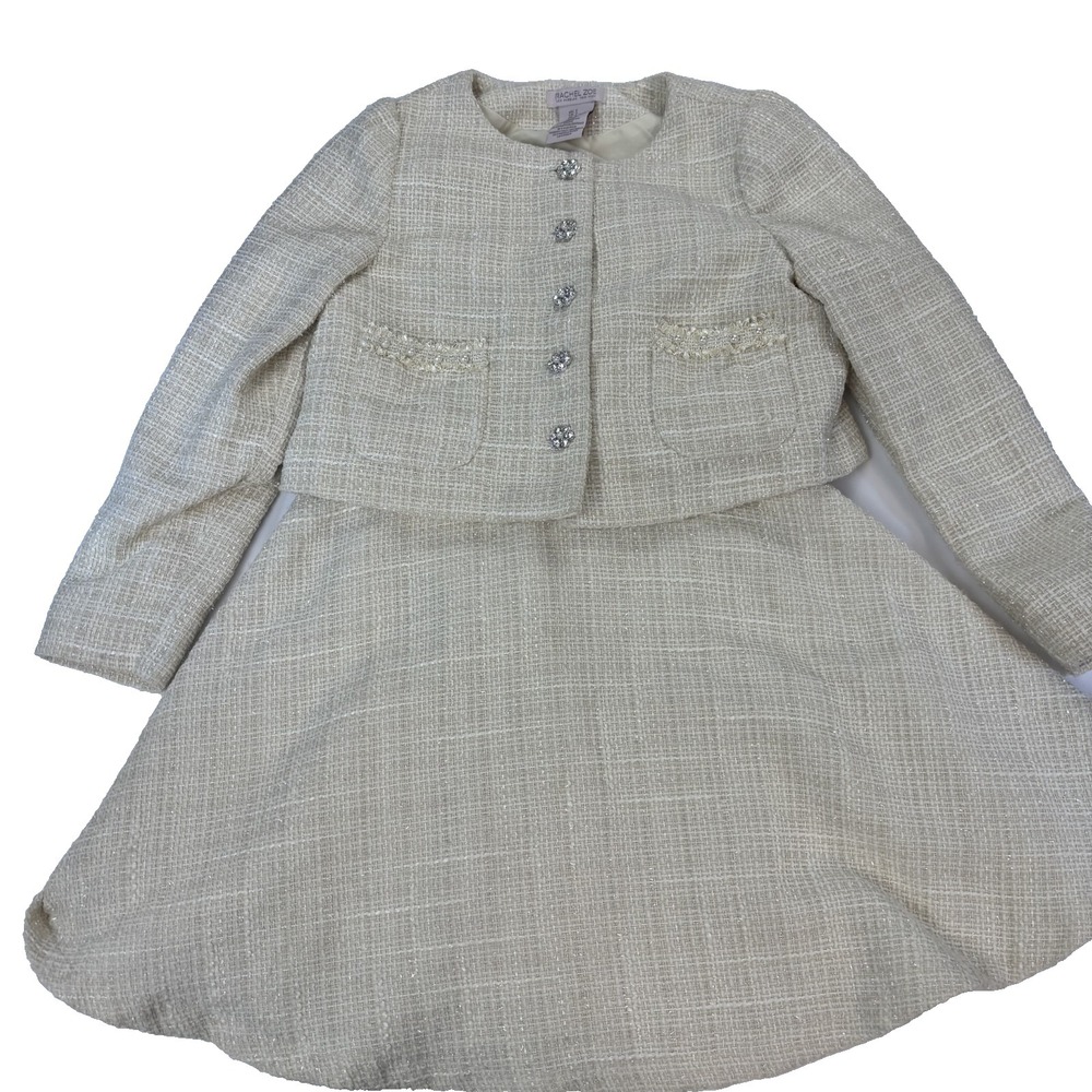 Rachel Zoe Girls Tweed Dress Jacket Set Size 7 Classic Luxe Outfit - Picture 3 of 12